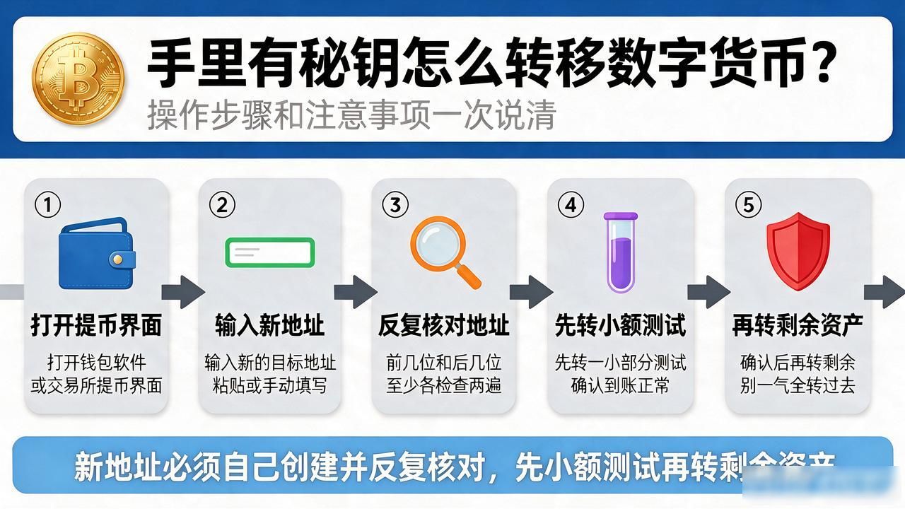 手里有秘钥怎么转移数字货币？操作步骤和注意事项一次说清