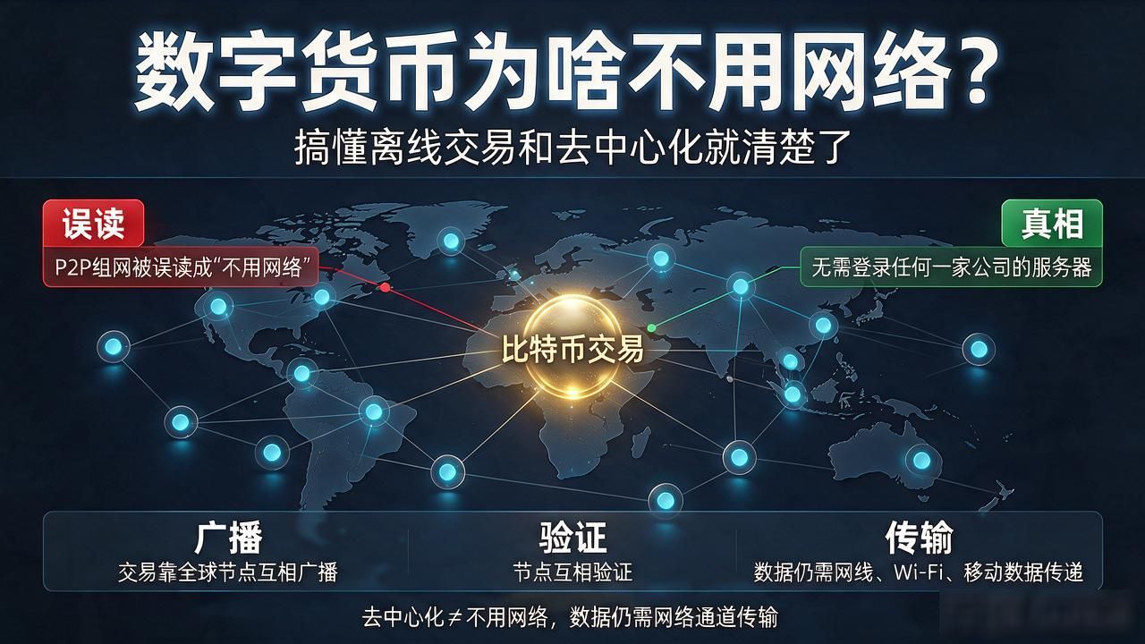 数字货币为啥不用网络？搞懂离线交易和去中心化就清楚了