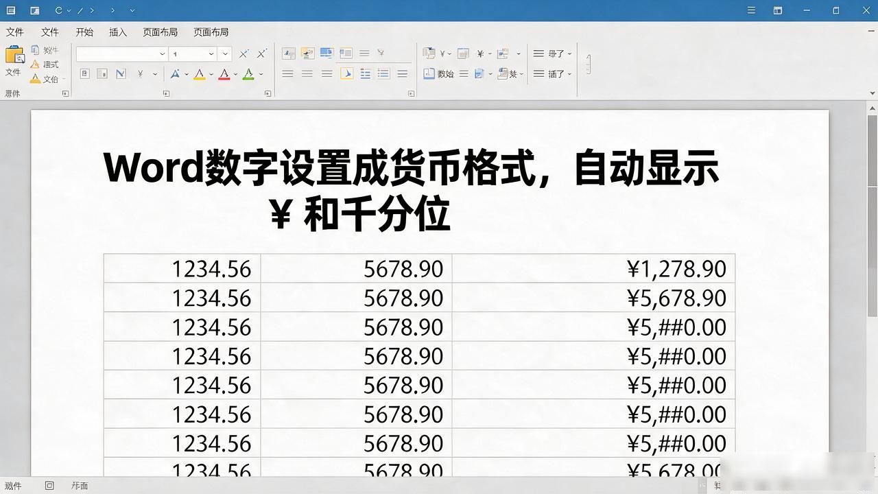 Word数字设置成货币格式，自动显示¥和千分位